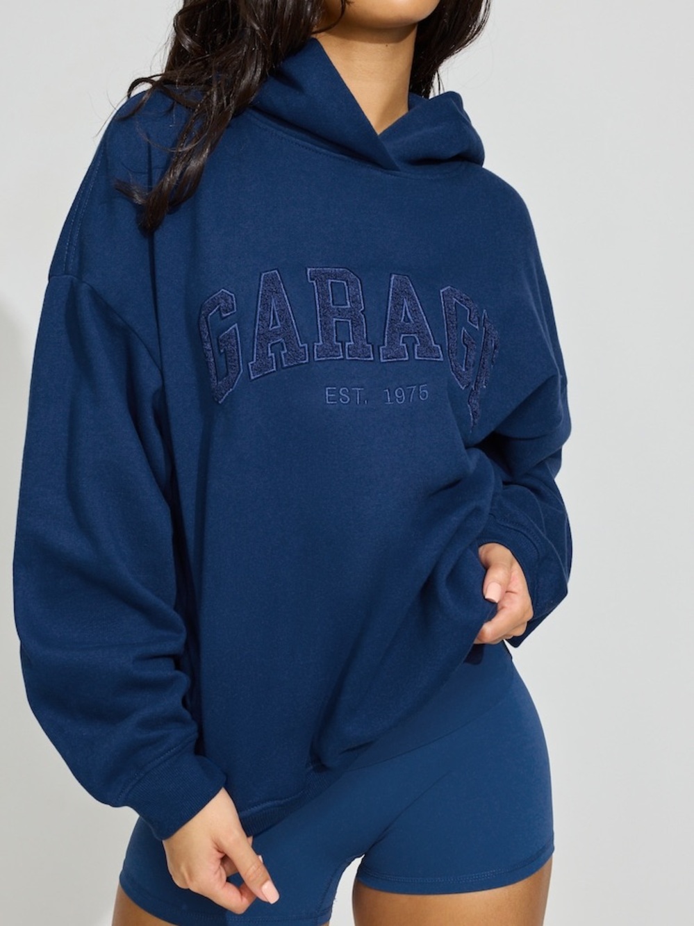 NWT Garage Ultra Fleece oversized hoodie with pockets size s/m midnight blue